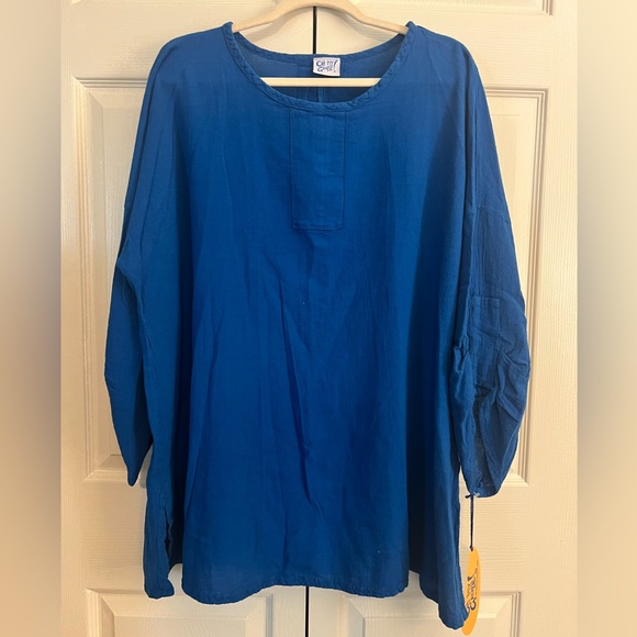 OH MY GAUZE! Vacay Blouse Size 2 (L/XL) Sapphire NWT - Picture 1 of 1
